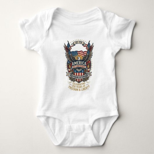 America 250th Anniversary Patriotic 1776 Freedom  Romper (Voorkant)