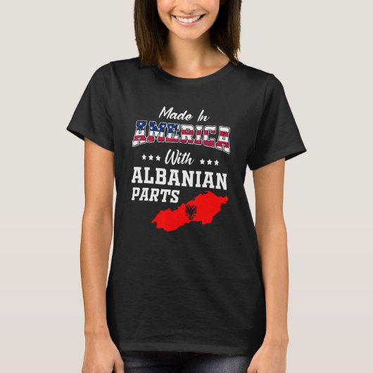 America Albanian Parts Albania Map USA Flag Ancest T-shirt (Voorkant)