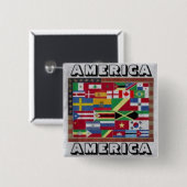 AMERICA AMERICA-Button Vierkante Button 5,1 Cm (Voorkant /achterkant)