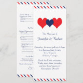 America ana Hearts Wedding Program Programmakaart (Voorkant / Achterkant)
