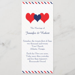 America ana Hearts Wedding Program Programmakaart