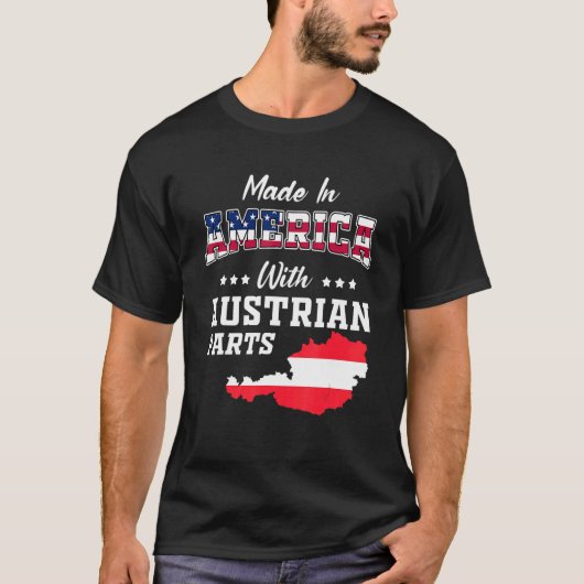 America Austrian Parts Austria Map USA Flag Ancest T-shirt (Voorkant)