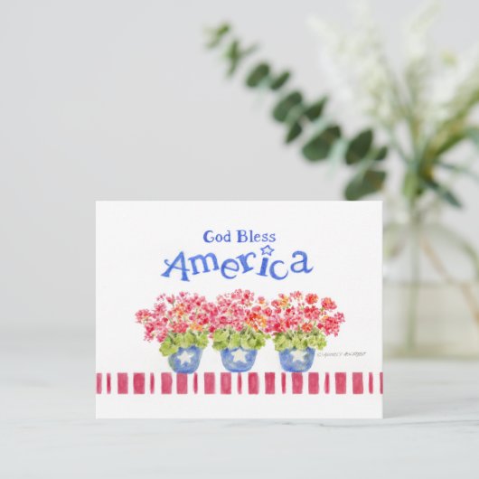America Blessings Geranium Pots Briefkaart (Staand voorkant)