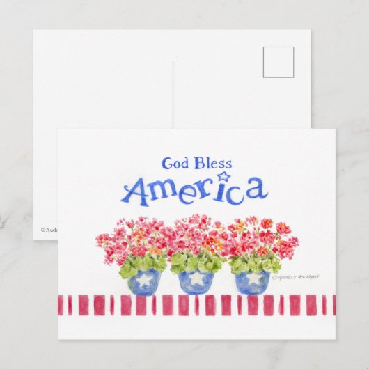 America Blessings Geranium Pots Briefkaart (Voorkant / Achterkant)