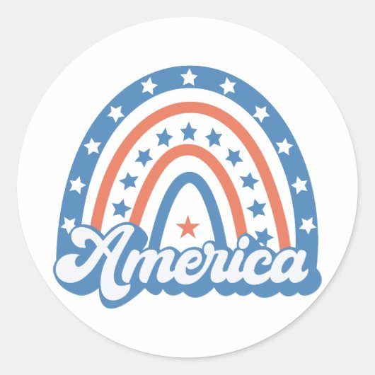 America Boho Retro Ronde Sticker (Voorkant)