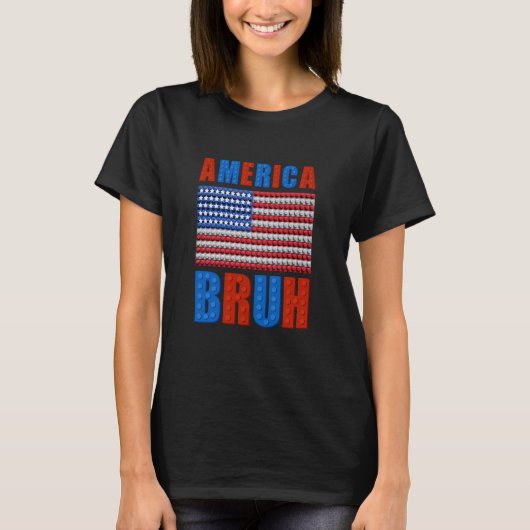 America Bruh Bouwstenen Vlag 4 juli Mast T-shirt (Voorkant)