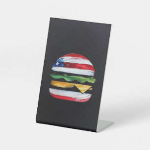 America Burger (Zwart Schilderij Nr. 2) Reclamebord Met Voetstuk