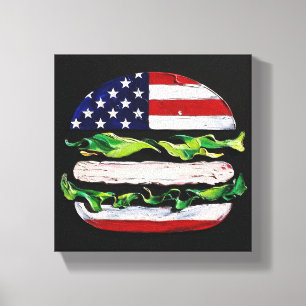 America Burger (Zwart Schilderij Nr. 5) Canvas Afdruk