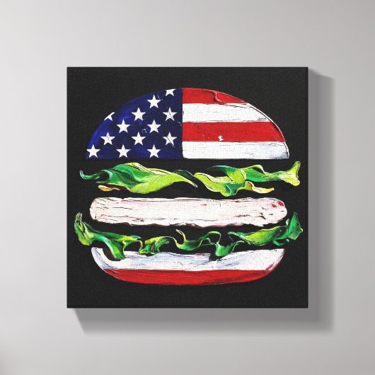 America Burger (Zwart Schilderij Nr. 5) Canvas Afdruk (Voorkant)