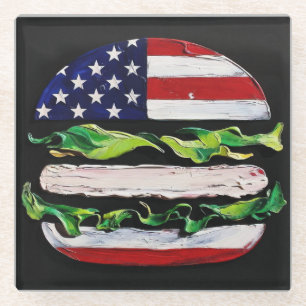 America Burger (Zwart Schilderij Nr. 5) Glazen Onderzetter