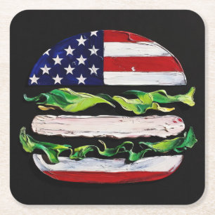 America Burger (Zwart Schilderij Nr. 5) Kartonnen Onderzetters