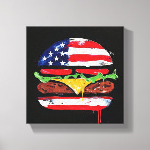 America Burger (Zwart Schilderij Nr. 6) Canvas Afdruk