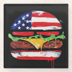 America Burger (Zwart Schilderij Nr. 6) Glazen Onderzetter