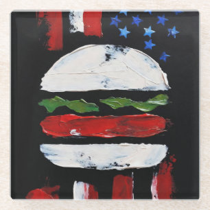 America Burger (Zwart Schilderij Nr. 7) Glazen Onderzetter