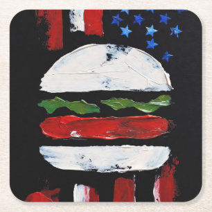 America Burger (Zwart Schilderij Nr. 7) Kartonnen Onderzetters