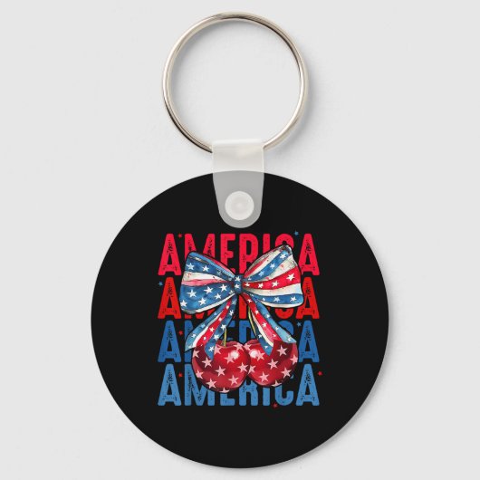America Cherries American Flag 4th Of July Cherry  Sleutelhanger (Voorkant)