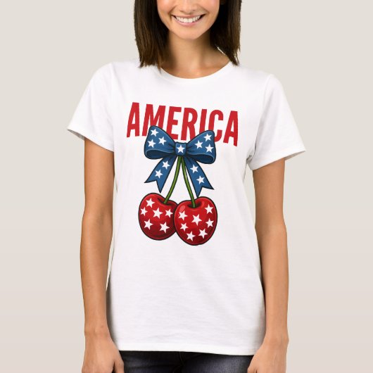 America Cherries Coquette Bow T-shirt (Voorkant)