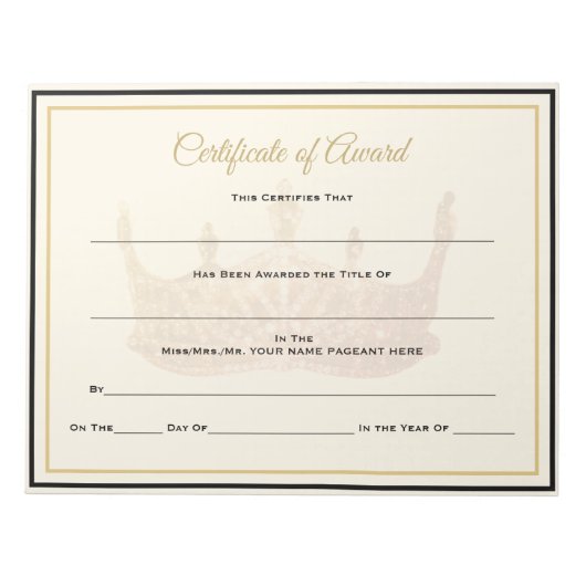 America Crown Certificates-Award Notitieblok (Voorkant)