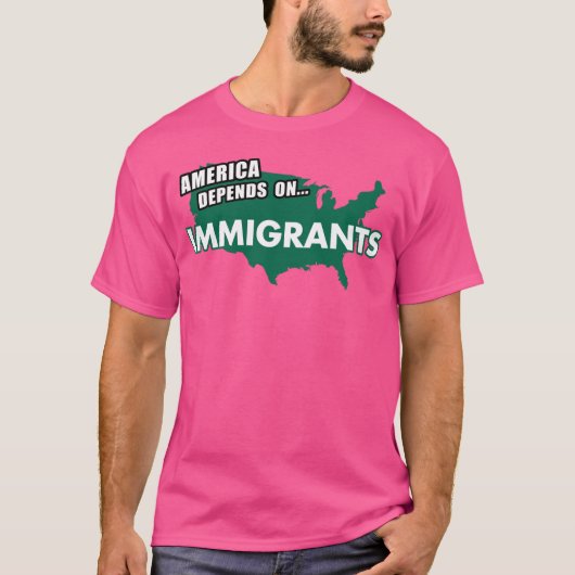AMERICA Depends On Immigrants T-shirt (Voorkant)