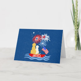 AMERICA Dogs 4th of July Nacht Blank Kaarten