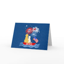 AMERICA Dogs 4th of July Nacht Blank Kaarten