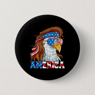 America Eagle 4 juli Mullet Amerikaanse vlag Veren Ronde Button 5,7 Cm