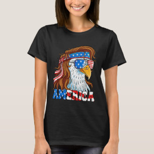 America Eagle 4 juli Mullet Amerikaanse vlag Veren T-shirt