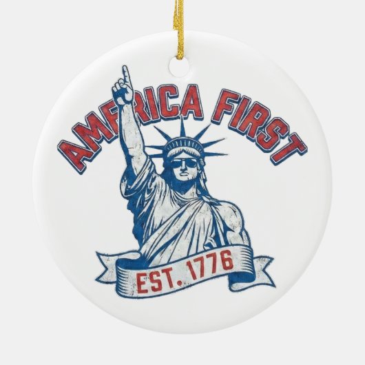 AMERICA FIRST - Est. 1776 Keramisch Ornament (Achterkant)