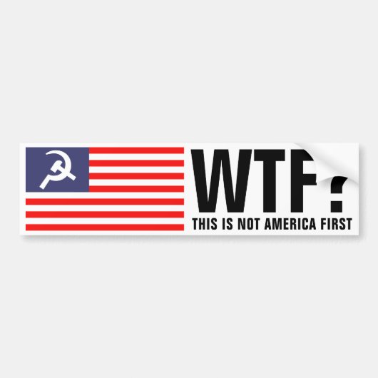 America First Hammer & Sickle politieke vlag Bumpersticker (Voorkant)