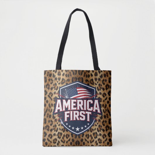 America First - Leopard Print - Tote Bag (Voorkant)