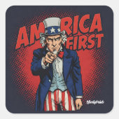 America First Uncle Sam Vierkante Sticker (Voorkant)