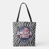 America First - Zebra Print - Tote Bag (Achterkant)