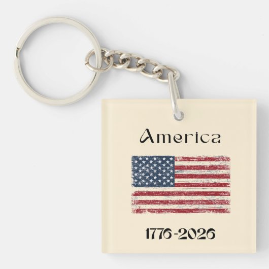 America Flag 1776 to 2026 USA 250th Anniversary Sleutelhanger (voorkant)