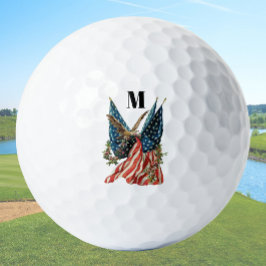 America flag and eagle patriotic custom monogram  golfballen