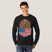 America Flag Cocker Spaniel Dog In Pocket T-shirt (Voorkant volledig)