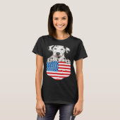 America Flag Dalmatian Dog In Pocket T-shirt (Voorkant volledig)