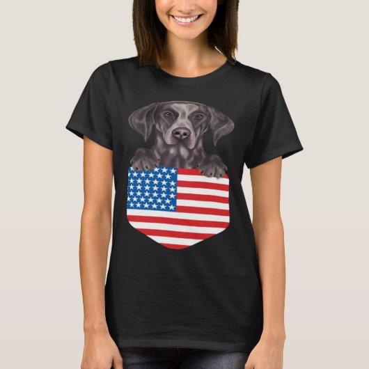America Flag German Shorthaired Pointer Dog In Poc T-shirt (Voorkant)