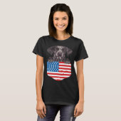 America Flag German Shorthaired Pointer Dog In Poc T-shirt (Voorkant volledig)