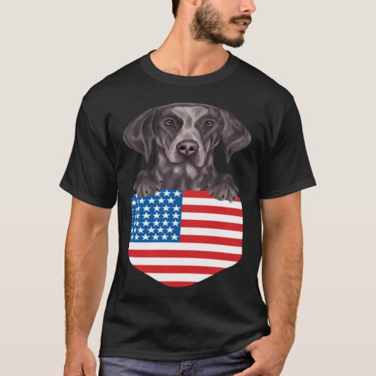 America Flag German Shorthaired Pointer Dog In Poc T-shirt (Voorkant)