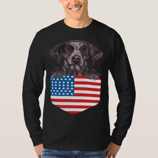 America Flag German Shorthaired Pointer Dog In Poc T-shirt (Voorkant)
