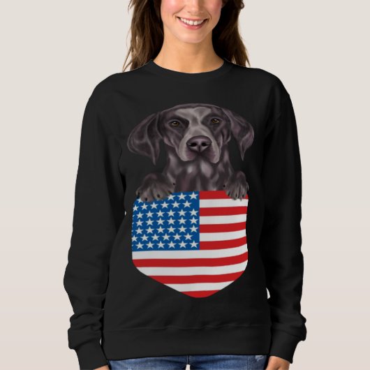 America Flag German Shorthaired Pointer Dog In Poc Trui (Voorkant)