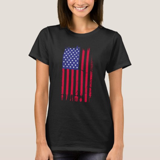 America Flag Girll Costume Barbeque T-shirt (Voorkant)