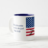 AMERICA FLAG MAP-scripts Gepersonaliseerd WHITE Tweekleurige Koffiemok (Voorkant links)
