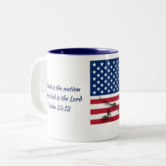 AMERICA FLAG MAP-scripts Gepersonaliseerd WHITE Tweekleurige Koffiemok (Voorkant links)