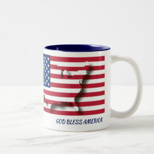 AMERICA FLAG MAP-scripts Gepersonaliseerd WHITE Tweekleurige Koffiemok