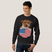 America Flag Russell Terrier Dog In Pocket Trui (Voorkant volledig)