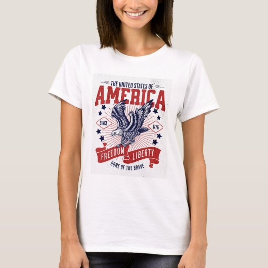 "America Freedom Liberty T-shirt - Patriottische t (Voorkant)
