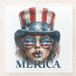 America Girl, vierde juli Glam Girl met sterren Glazen Onderzetter
