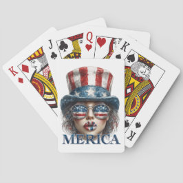 America Girl, vierde juli Glam Girl met sterren Pokerkaarten