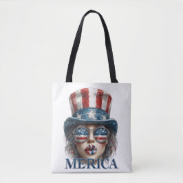 America Girl, vierde juli Glam Girl met sterren Tote Bag
